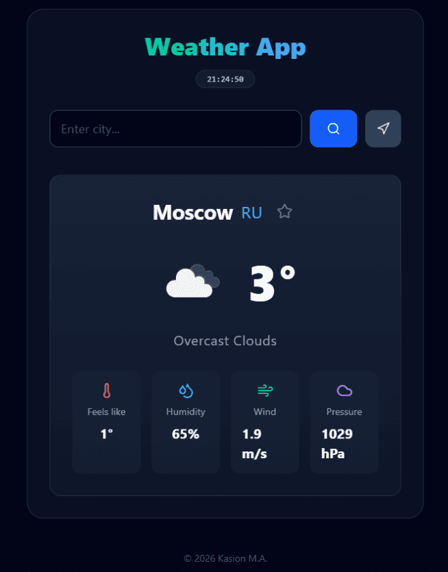 Weather App project screenshot